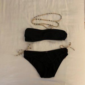 Burberry Black Bandeau Two Piece Bikini Swimsuit